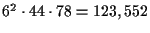 $6^2\cdot 44\cdot 78 = 123,552$